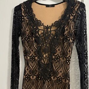 Alt.B Black Lace Overlay Dress